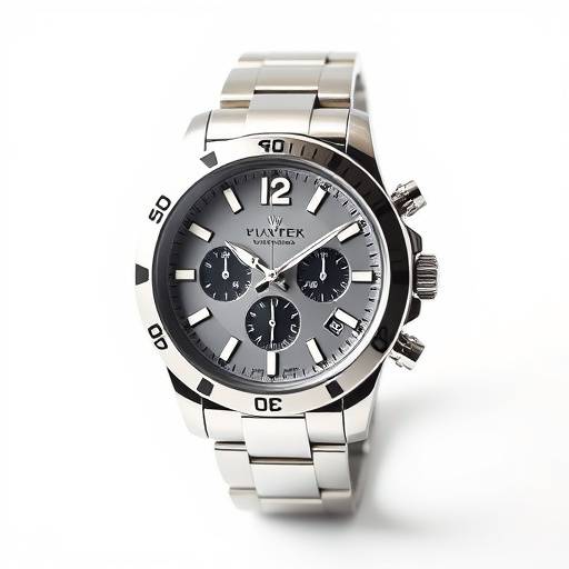 Product shot of a luxury watch on a clean, white background with professional lighting.
